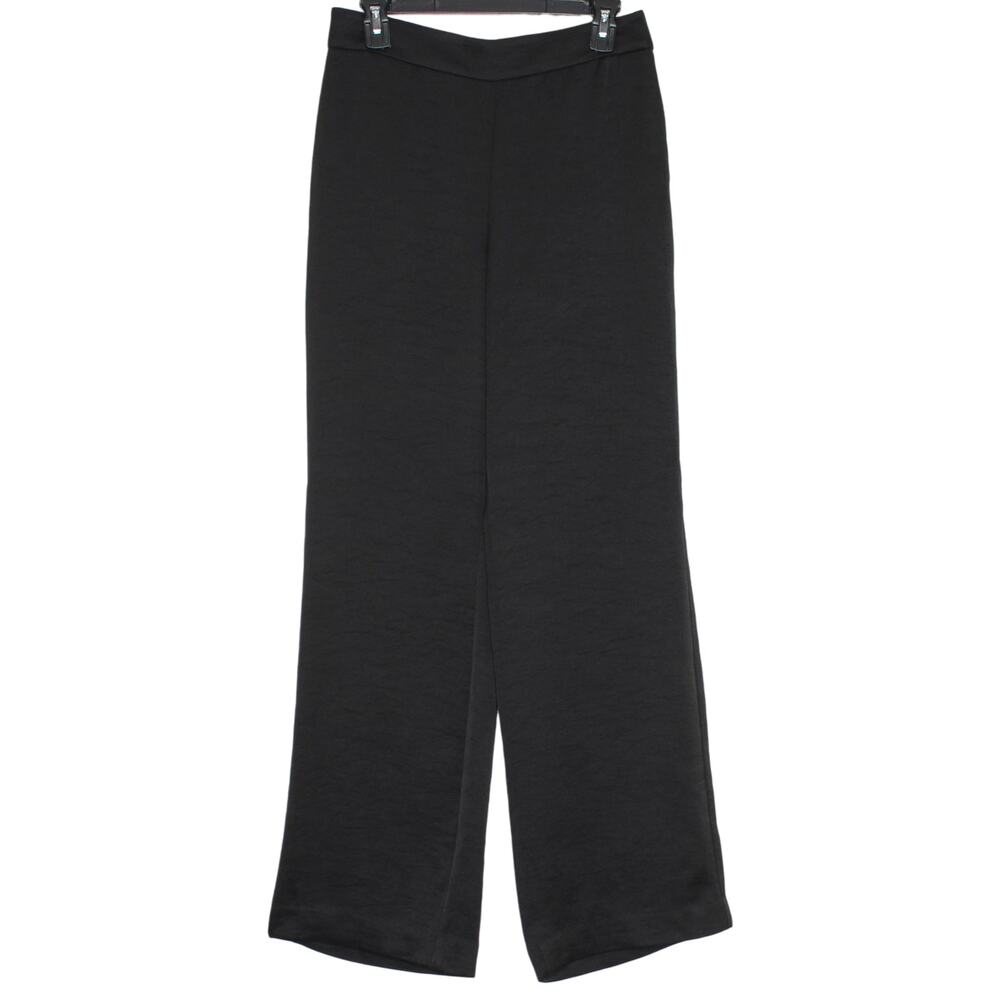 NWT Ann Taylor Dress Pants Black Wide Leg High Rise Straight Career Office 2